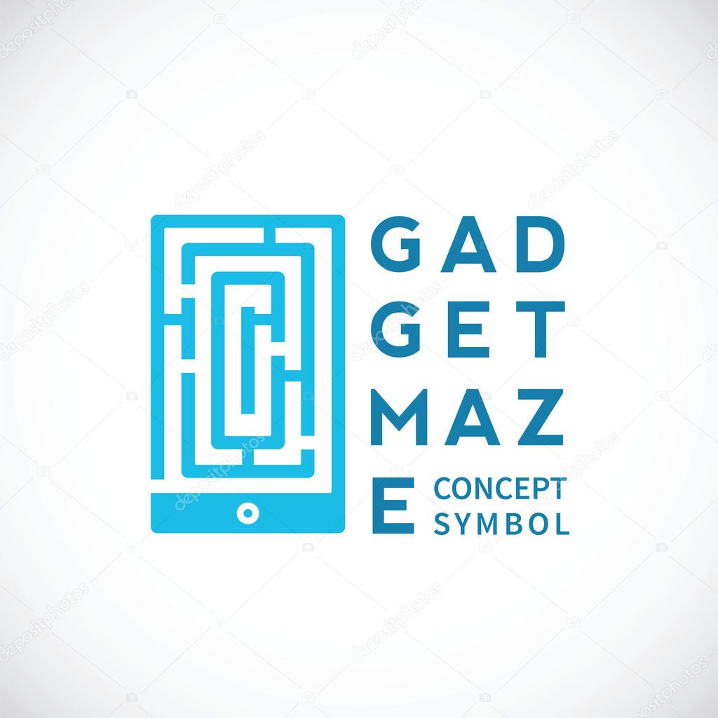 Gadget Maze Abstract Vector Concept Icon on Isolated Background