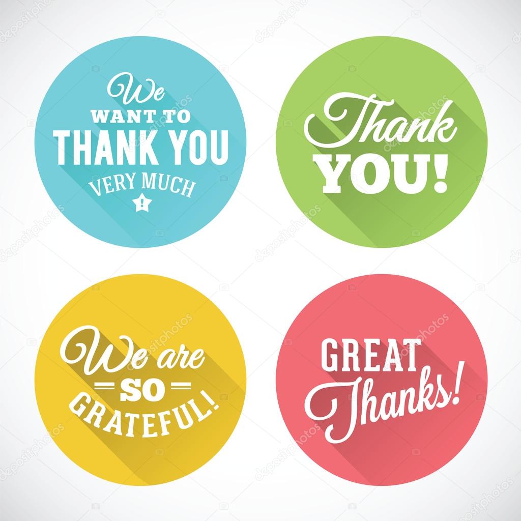 Thank You Abstract Vector Flat Style Badges or Icons