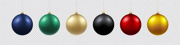 Realistische kleurrijke kerstballen collectie. Winter vakantie stickers, kaarten of social media post decoratie 3D Ball Templates Set. Nieuwjaarsbanner of -sticker — Stockvector