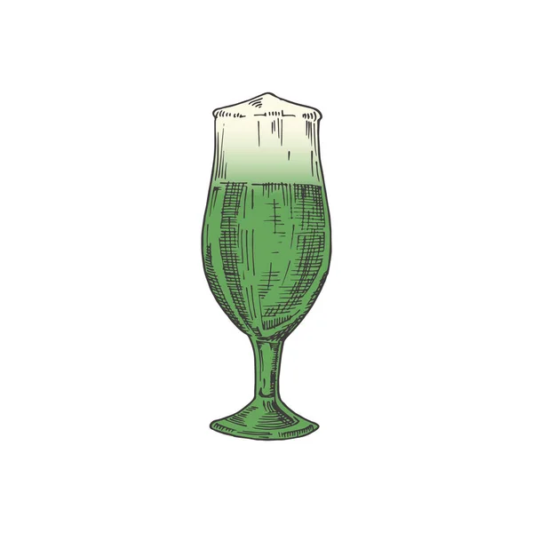 Dibujado a mano Santo Patricks Día Color Vector Ilustración. Un vaso lleno de Beer Abstract Sketch. Irlandés vacaciones grabado estilo dibujo aislado — Archivo Imágenes Vectoriales