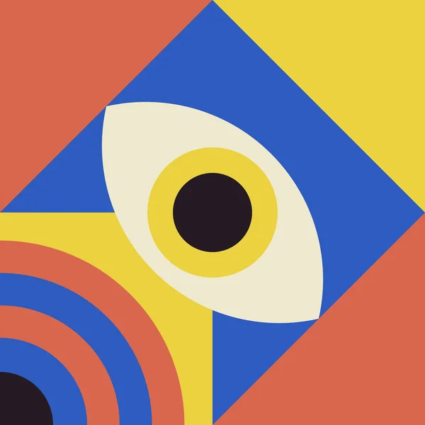 Bauhaus ögonmönster geometri bakgrund vektor dekorativ illustration Abstrakt minimalistisk modulär platt konst mall — Stock vektor