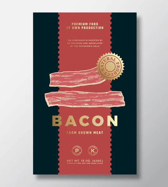 Farm Grown Bacon Abstrak Vector Packaging Label Desain Templat Modern - Stok Vektor