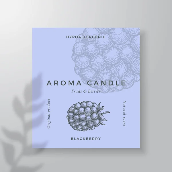 Aroma Candle Vector Label Template Blackberry Berry Scent Local Purveyors — Stock vektor