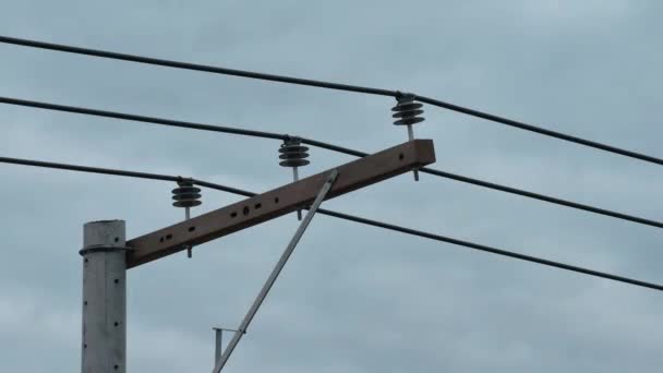 Time Lapse Electricity Pole Cloudy Day — Vídeo de stock