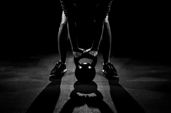Shadow Kettle bell work — Stock Photo, Image