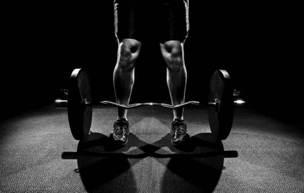 Pronto para deadlift preto e branco — Fotografia de Stock