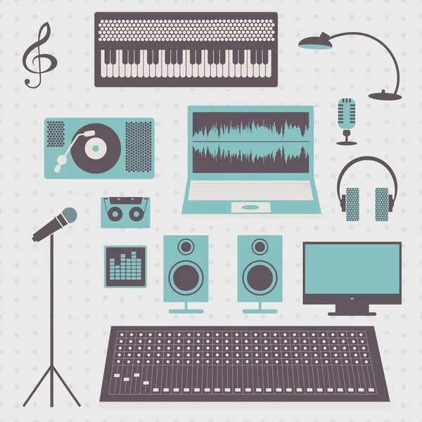 Conjunto de audio y música . — Vector de stock