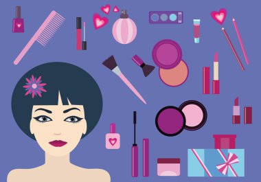 bir kozmetik ile güzel bir genç kadın