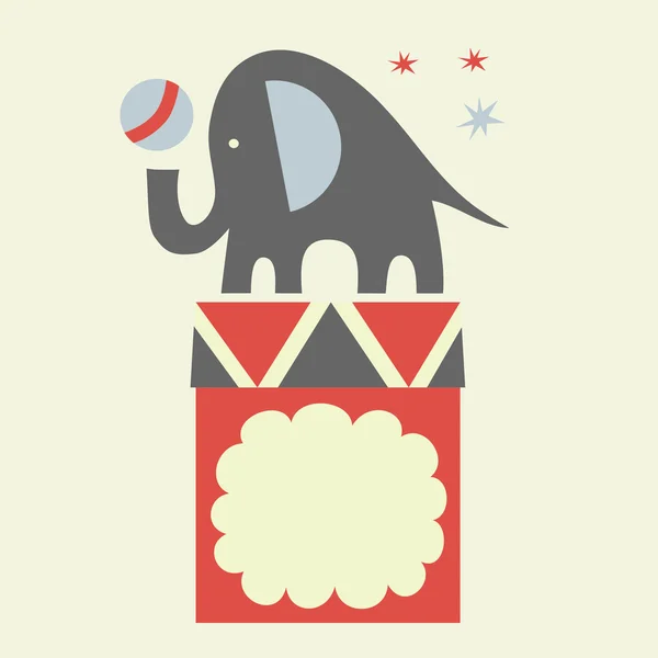 Cute cartoon elephant greeting card — Stock Vector