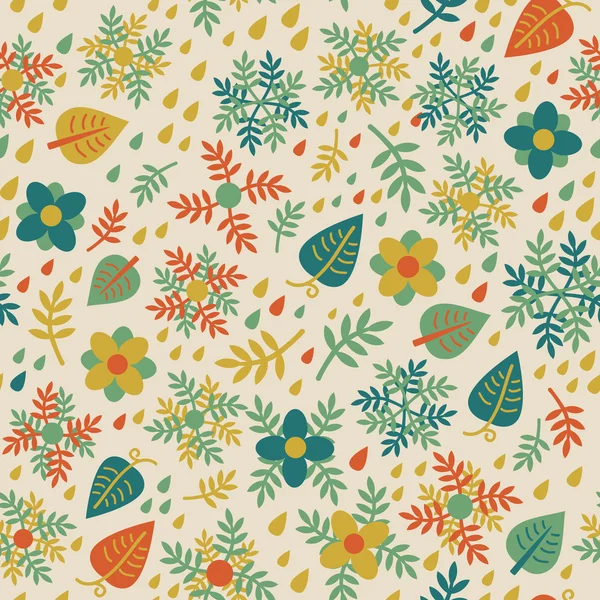 花や葉とのシームレスなパターン — ストックベクタ