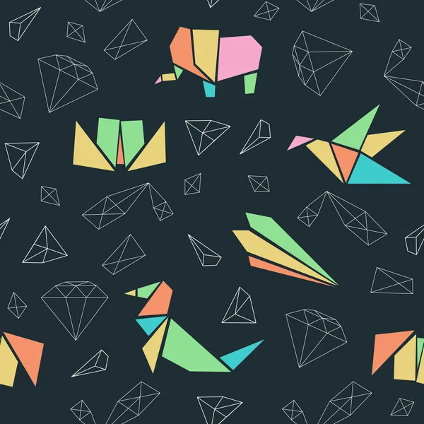 Patrón sin costura abstracto con origami — Vector de stock