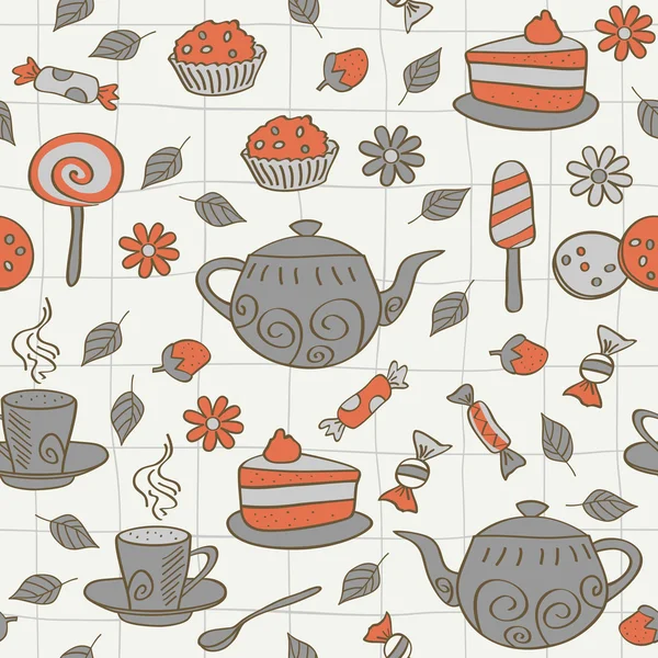 Tea seamless pattern — Stock Vector