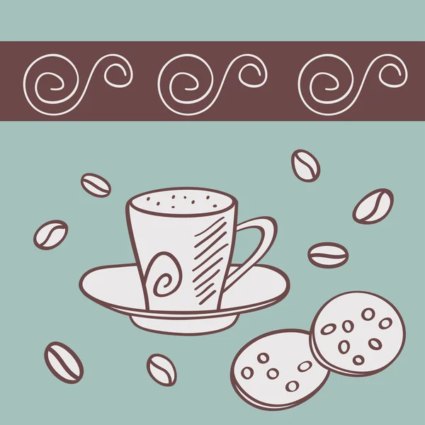 Coffee cup and cookies — Stock Vector