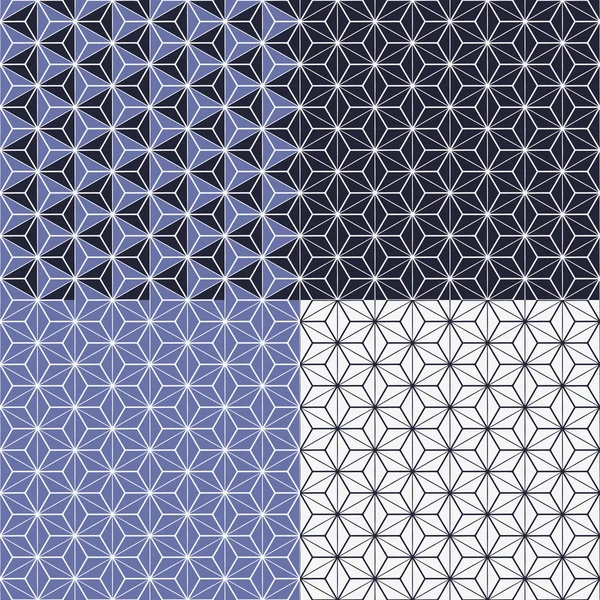 Uppsättning av fyra geometriska seamless mönster — Stock vektor