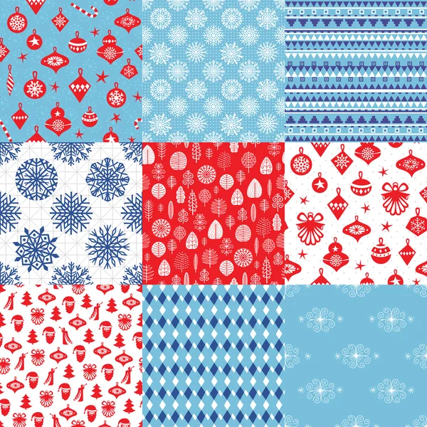 Set of Christmas seamless patterns — Stock Vector
