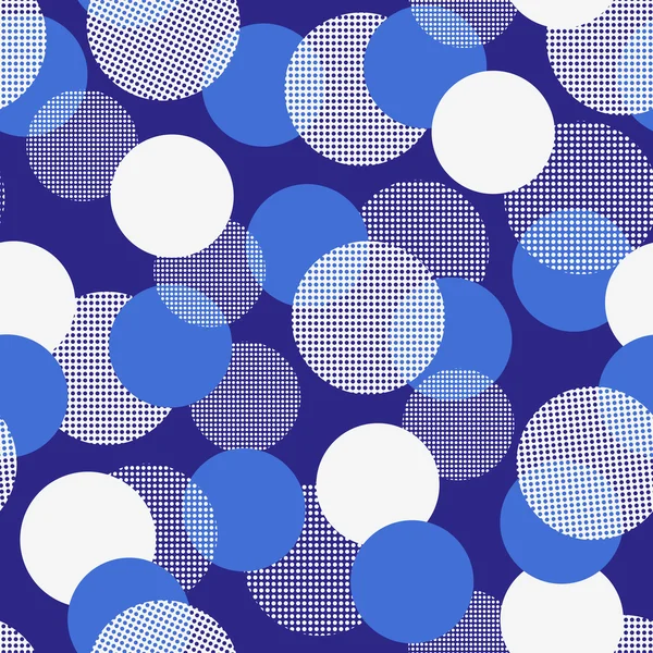 Sömlös bakgrund med blå och vita bollar — Stock vektor