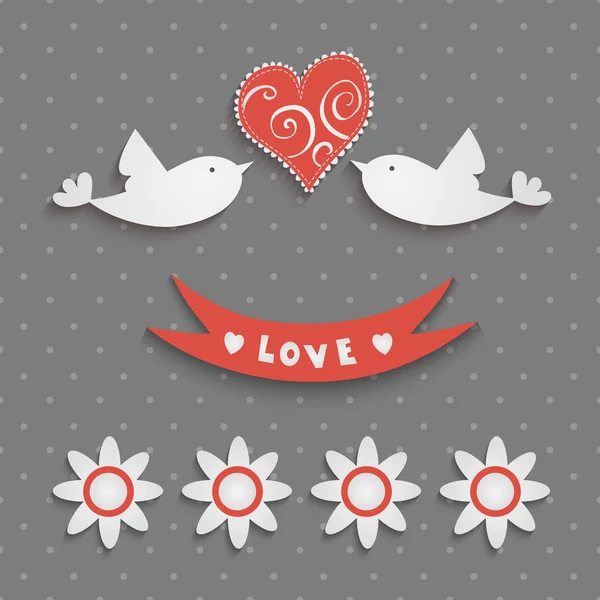 Conjunto de elementos románticos — Vector de stock