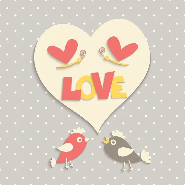 Χαριτωμένα πουλιά στην αγάπη. — Διανυσματικό Αρχείο