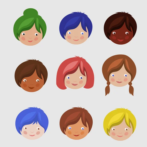 çocukların yüzleri seti.