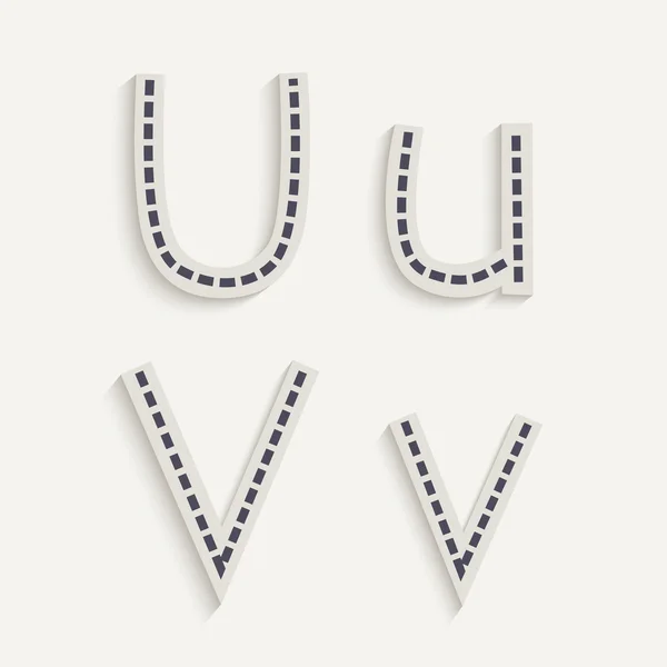 Kapitaal en kleine letters, u, v. — Stockvector