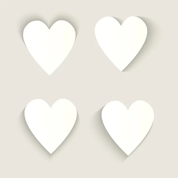 Set of 4 paper hearts. — Stock Vector