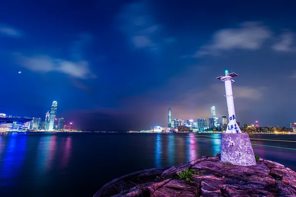 Victoria Harbour of Hong Kong at night — Stock Photo, Image