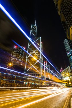 Hong kong iş bölgesi ile light gece izlemek