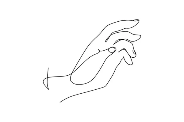 手の絵のシルエットから描かれた連続単色の非塗装ハンドライン 線画だ 手描きスタイルベクトルイラスト — ストックベクタ