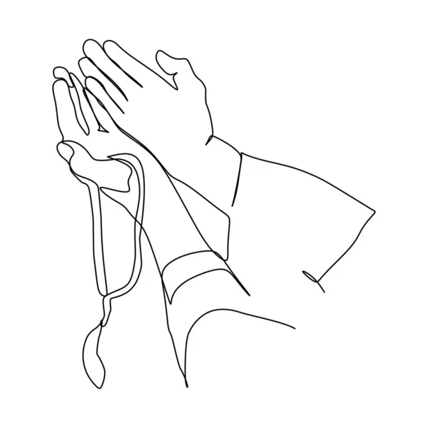 Praying Hands Line Continuous Line Drawing Open Palms Together Simple — ストック写真