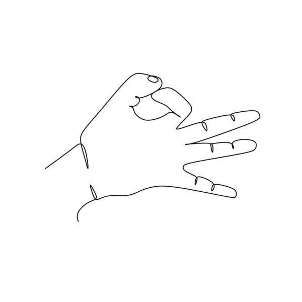 Непрерывной Линии Рисования Векторной Иллюстрации Знак Символ Жестов Рук One — стоковый вектор