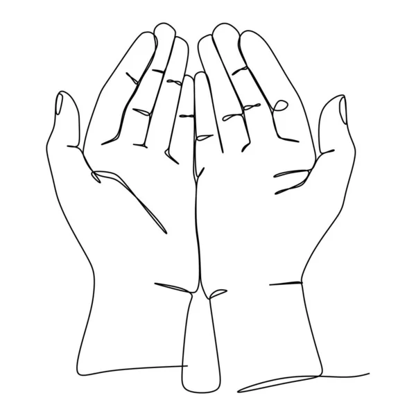 Desenho Linha Contínua Desenho Ilustração Vetorial Orar Sinal Mão Símbolo — Vetor de Stock