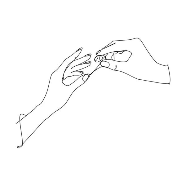 Ciągły Rysunek Linii Wektor Projektu Ilustracji Podpis Symbol Gestów Dłoni — Wektor stockowy