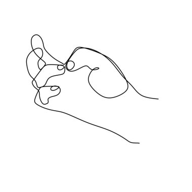 Tırnak el hareketi sürekli çizgi çizimi tasarımı kontrol ediliyor. El hareketlerinin işareti ve sembolü. Tek ve sürekli çizim. El çizimi resim karalaması beyaz arkaplan resimlerinde izole edildi