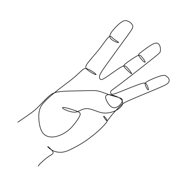 手のジェスチャーを手首の手の単一線画 手のジェスチャーのサインとシンボル 連続線画 白地に孤立した手描き型のアートドアイラスト — ストックベクタ
