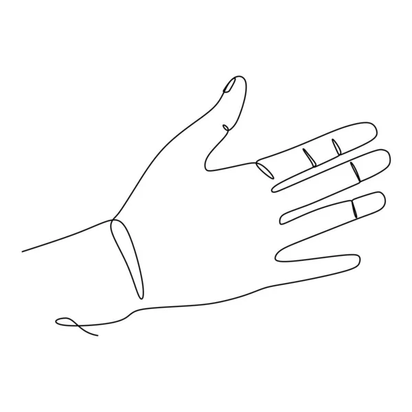 Wave Hand Gesture Single Line Drawing Sign Symbol Hand Gestures — Vetor de Stock