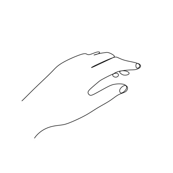 手のジェスチャーを手首の線画 手のジェスチャーのサインとシンボル 連続線画 白地に孤立した手描き型のアートドアイラスト — ストックベクタ