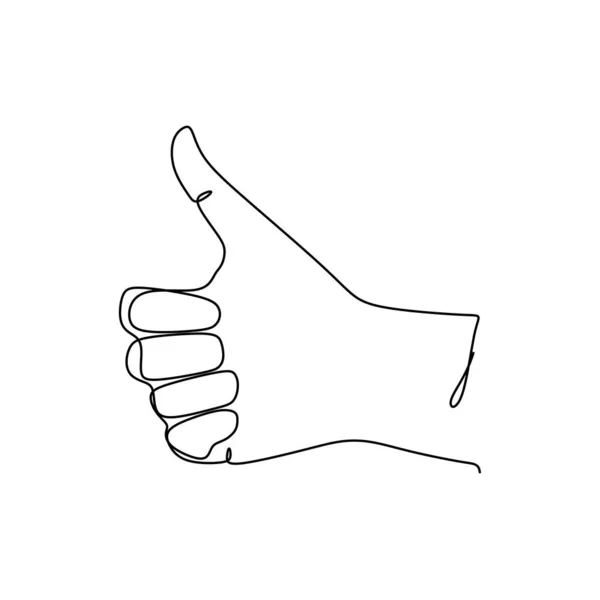 Single Line Drawing Hand Showing Thumb Sign Symbol Hand Gestures - Stok Vektor