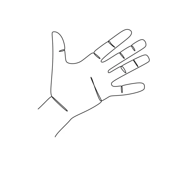 Number Four Hand Gesture Language Alphabet Continuous Line Drawing Design —  Vetores de Stock