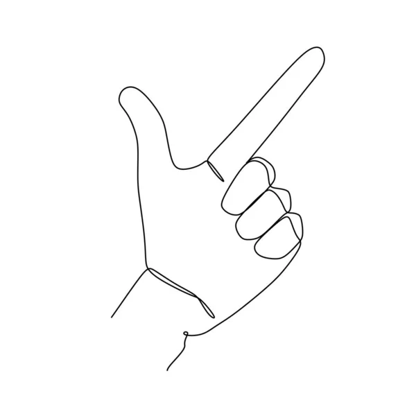 Latter L Hand gesture language alphabet continuous line draw design. Sign and symbol of hand gestures. Single continuous drawing line. Hand drawn style art doodle isolated on white background