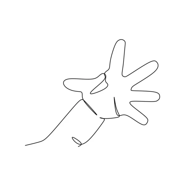 Finger Spread Hand Gesture Continuous Line Draw Design Sign Symbol — Vector de stock