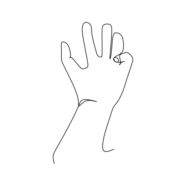 Hand Gesture Language Alphabet Continuous Line Drawing Design Sign Symbol —  Vetores de Stock