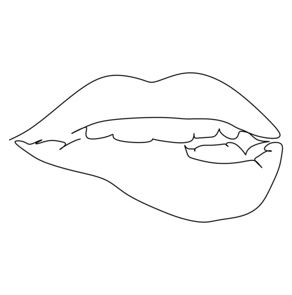 Continuous One Line Drawing Sexy Woman Lips Vector Illustration Modern — Vector de stock