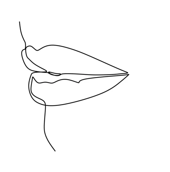 Continuous One Line Drawing Woman Lips Vector Illustration Modern Single — Vettoriale Stock