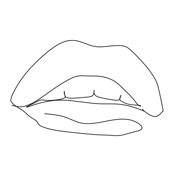 Sexy Lips Single Continous Line Drawing —  Vetores de Stock