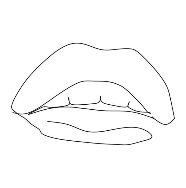 Sexy Lips Single Continous Line Drawing Stok Vektör