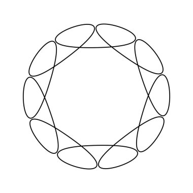 Beyaz arkaplanda siyah-beyaz geometrik çizgiler var. Basit Mandala tasarımı