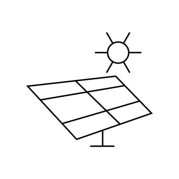 Eenvoudige Lijn Tekening Pictogram Van Een Zonnepaneel Zon Eenvoudig Lijnillustratie — Stockvector