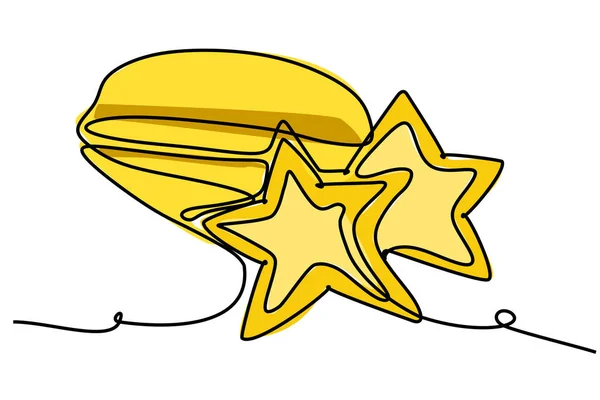 simple flat color continuous one line drawing of an star fruit. Vector illustration for natural and healthy living design concept