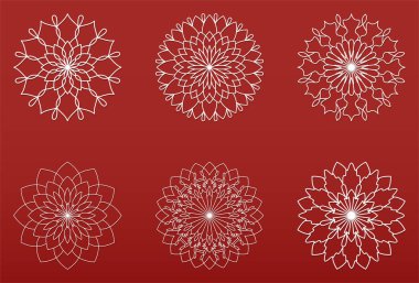 vektör mandala süsleme çiçek motifi etnik oryantal çizgi simgesi seti