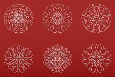 vektör mandala süsleme çiçek motifi etnik oryantal çizgi simgesi seti